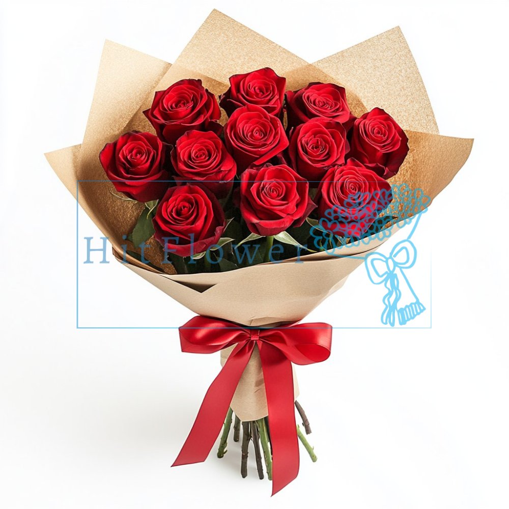 Букет из 11 красных роз Букет роз 11 красных роз