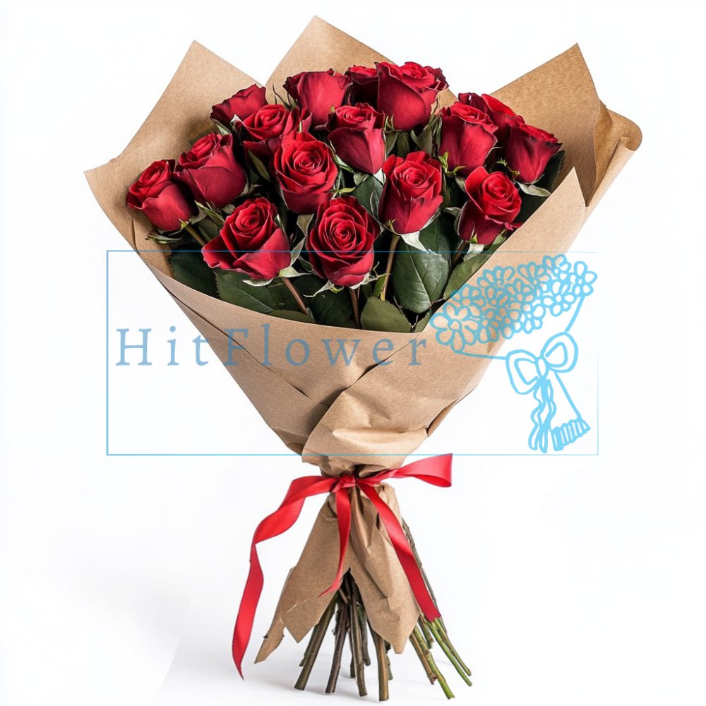 Букет из 17 красных роз Букет роз 17 красных роз